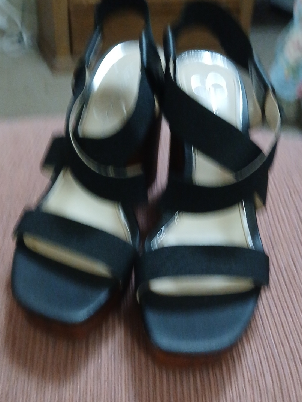 Jessica Simpson Black Strappy Wedge Sandals
